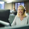 woman with headset in call center